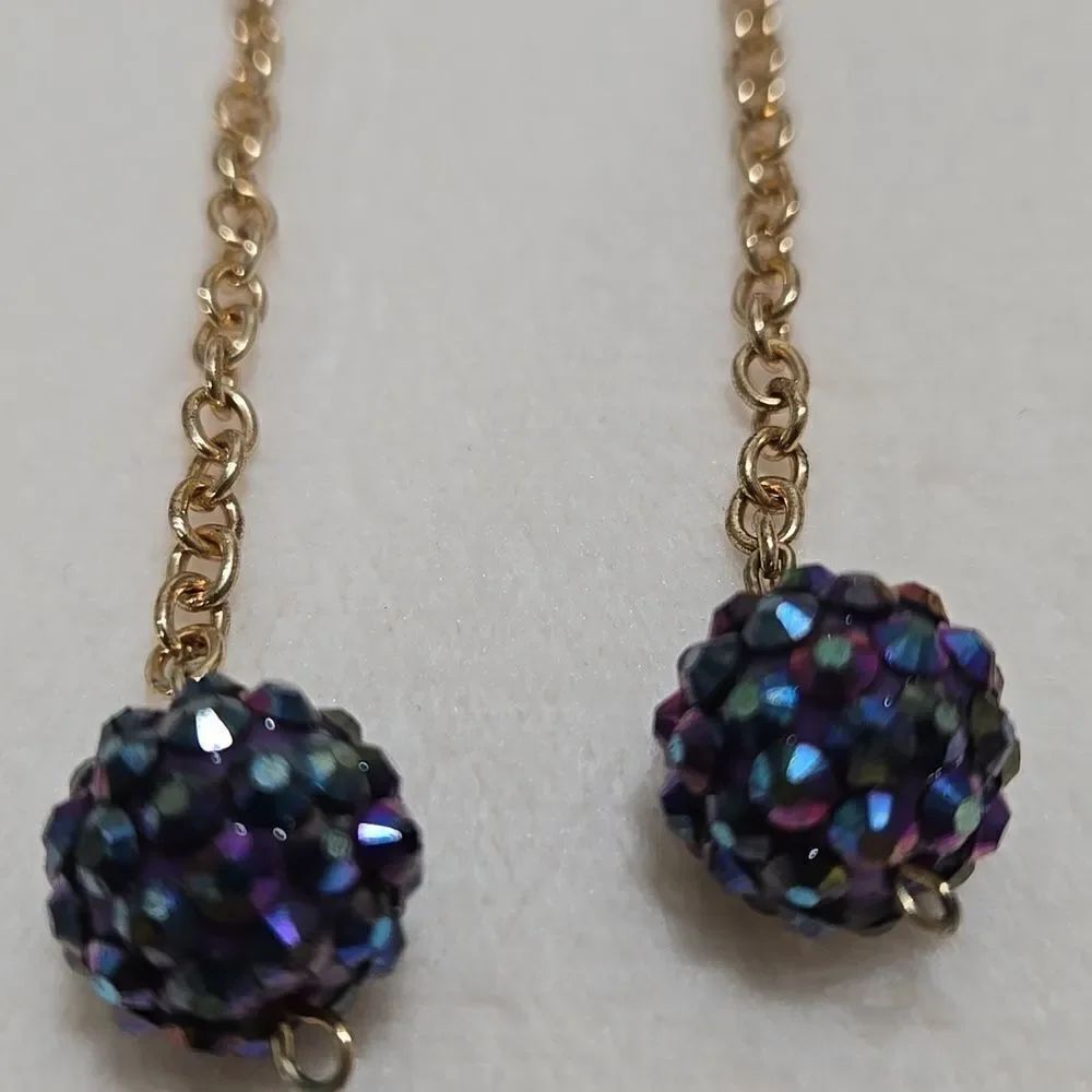 Gold and Purple Beaded Earrings